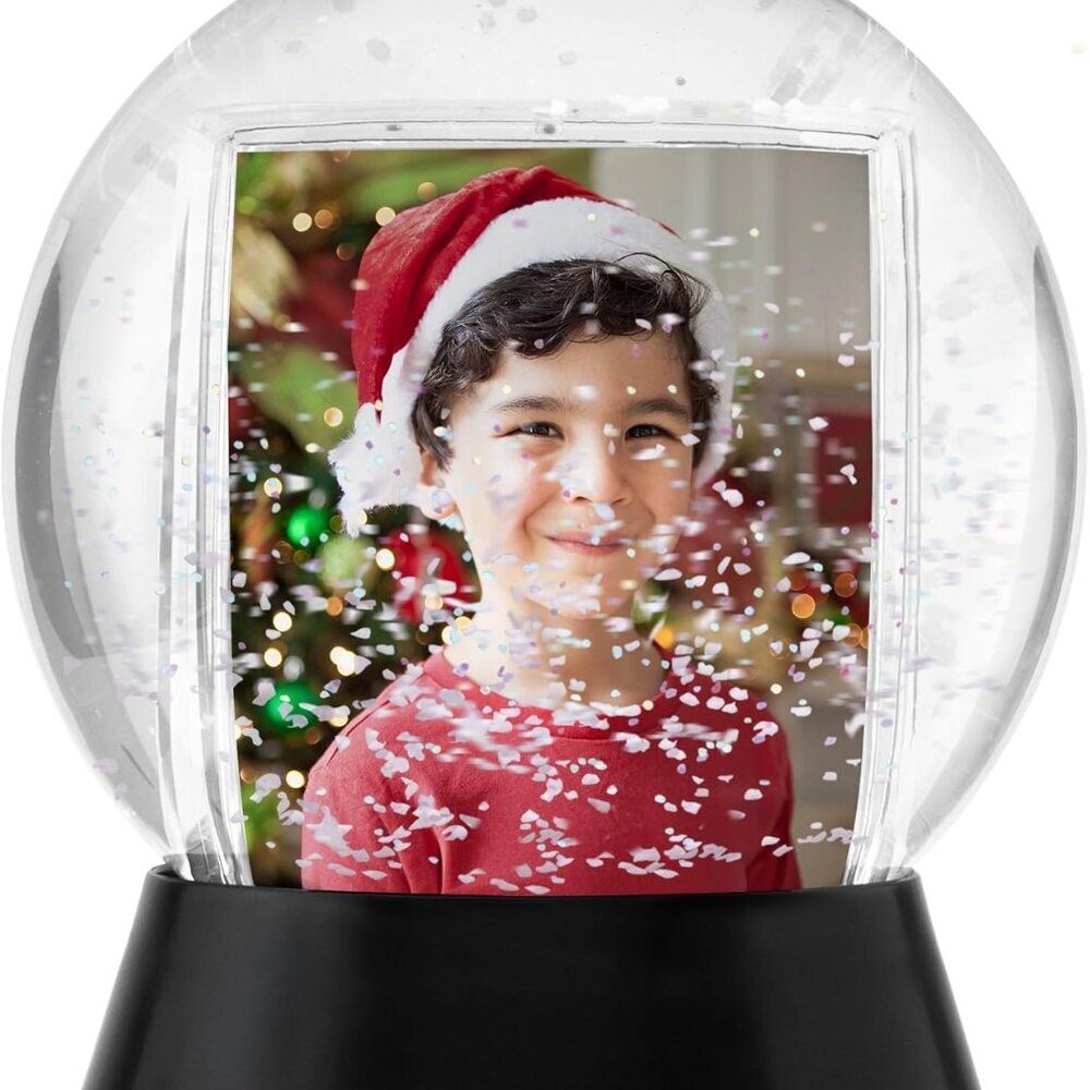 Sphere 2-Photo Snow Globe with Black Base